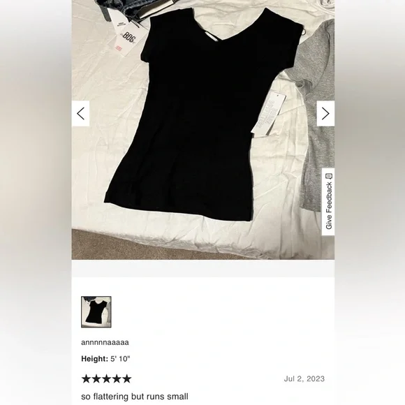 BDG Urban Outfitters Shannen Ribbed V Neck Short Cap Sleeve T shirt baby tee top - Picture 14 of 16